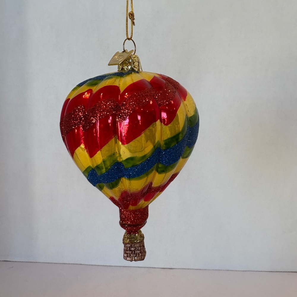 Kurt Adler multicolored rainbow hot air balloon glass ornament - Picture 6 of 6